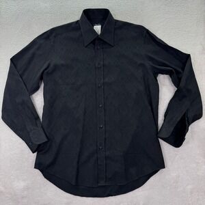 Versace Classic Mens Size 16.5 42 Black Tonal Jacquard Dress Shirt Long Sleeve